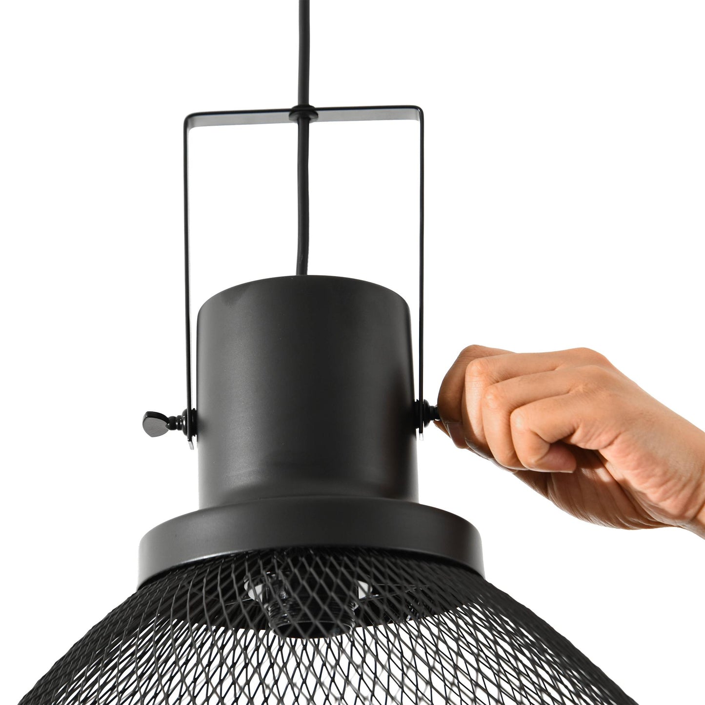 HOMCOM Industrial Pendant Light Fixtures, Black Metal Frame Hanging Ceiling Light for Living Room, Bedroom, Kitchen, Dining Room with Adjustable Hanging Chain, Black