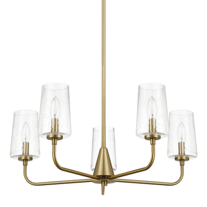 Dazzle Five Lights Chandelier With Clear Seeded Glass -Satin Brass