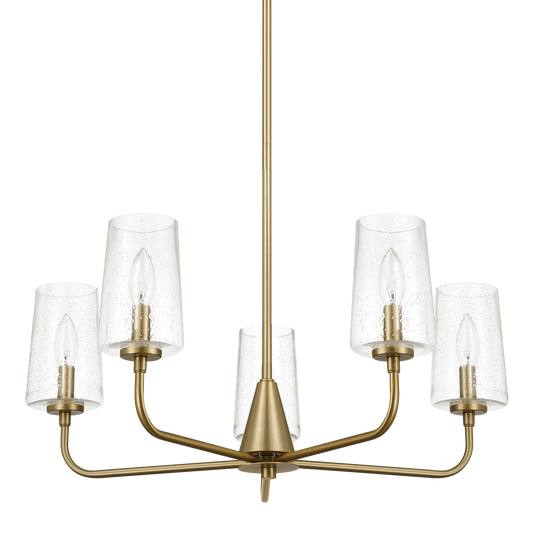 Dazzle Five Lights Chandelier With Clear Seeded Glass -Satin Brass