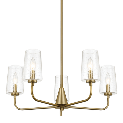 Dazzle Five Lights Chandelier With Clear Seeded Glass -Satin Brass