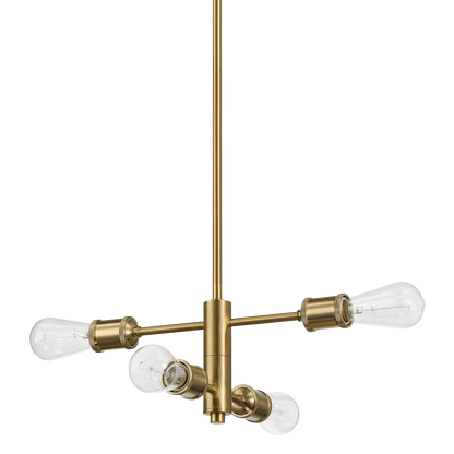 Trellis Four Lights Modern Gold Chandelier Vintage Pendant Fixture for Living Room Dining Kitchen 15"W × 6.75"H