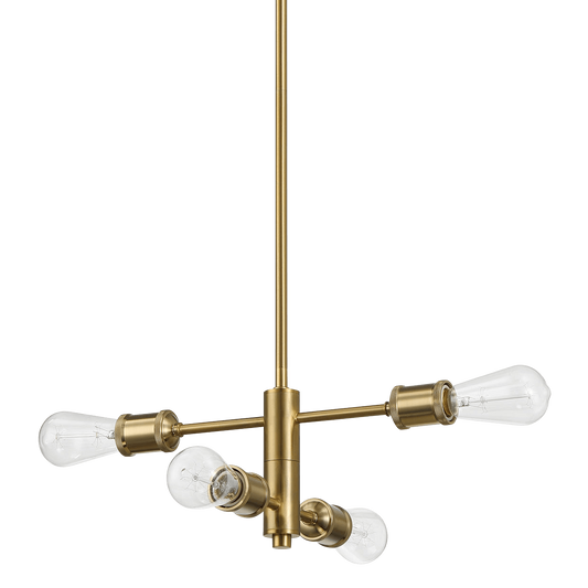 Trellis Four Lights Modern Gold Chandelier Vintage Pendant Fixture for Living Room Dining Kitchen 15"W × 6.75"H