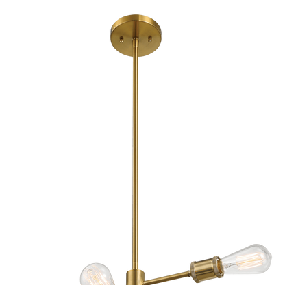 Trellis Four Lights Modern Gold Chandelier Vintage Pendant Fixture for Living Room Dining Kitchen 15"W × 6.75"H