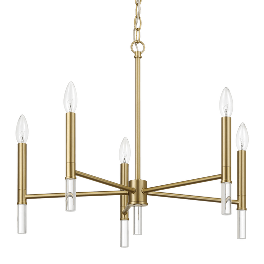Courtyard Five Light Golden Brass Candle Light Chandelier 24"W × 17.75"H