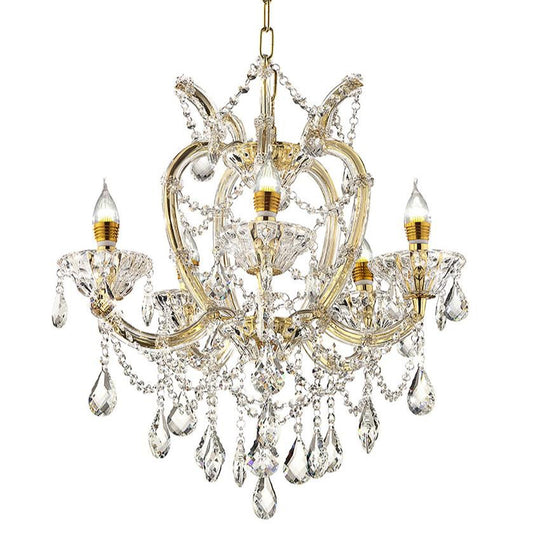 22"In Bella Petite Gold Crystal 5-Led Light Chandelier