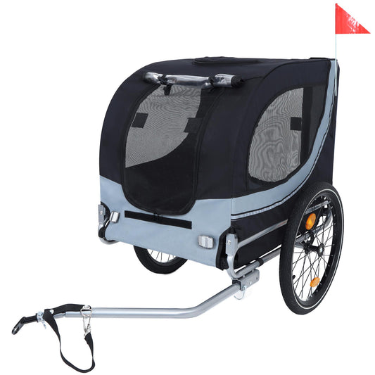 Large Folding Bike Trailer for Dogs – 120LB Capacity All-Terrain Pet Carrier, Durable Steel Frame for Cycling, Jogging, Camping & Outdoor Adventures, Black- Gray