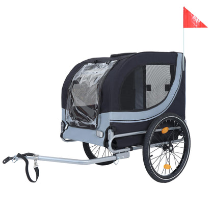 Large Folding Bike Trailer for Dogs – 120LB Capacity All-Terrain Pet Carrier, Durable Steel Frame for Cycling, Jogging, Camping & Outdoor Adventures, Black- Gray