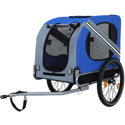 Large Folding Bike Trailer for Dogs – 120LB Capacity All-Terrain Pet Carrier, Durable Steel Frame for Cycling, Jogging, Camping & Outdoor Adventures, Blue-Gray