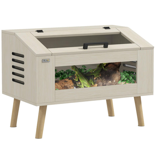 PawHut Reptile Terrarium 29 Gallon Top Opening Reptile Tank with Glass Windows Air Ventilations, for Snakes Lizards Horned Frogs Chameleons Hamsters Gerbils, 31.5" x 20" x 24"