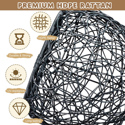 Cat Swing Bed with Stand & Cushion, Cat Egg Chair with Rattan Wicker Appearance, Indoor Hanging Swinging Cat Bed for Cats, Small Dogs, and Small Animals.Gray.