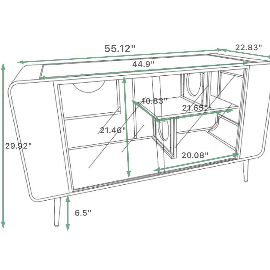 55.12 "Spacious Cat House with Tempered Glass, for Living Room, Hallway, Study and Other Spaces (White)