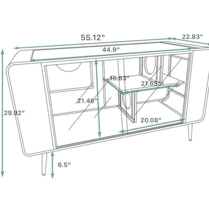 55.12 "Spacious Cat House with Tempered Glass, for Living Room, Hallway, Study and Other Spaces (White)