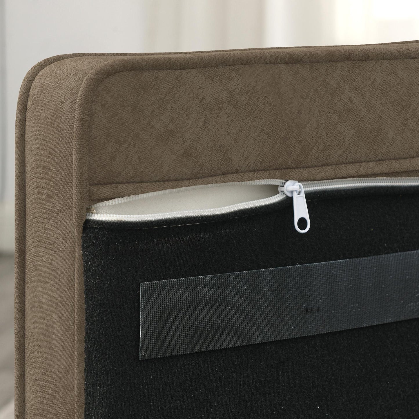 Elegant rectangular pet bed for small and medium-sized dogs, durable elevated dog sofa bed, comfortable dog sofa, modern and fashionable linen fabric dog sofa-Brown