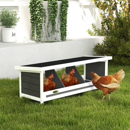 PawHut Wood Chicken Nesting Box, 3 Hole Chicken Boxes for Laying Eggs, Chicken Coop Nesting Box with Asphalt Roof for Indoor or Outdoor, Fits Up to 3 Hens, Gray
