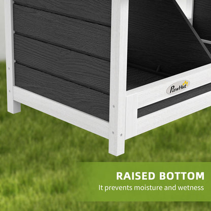 PawHut Wood Chicken Nesting Box, 3 Hole Chicken Boxes for Laying Eggs, Chicken Coop Nesting Box with Asphalt Roof for Indoor or Outdoor, Fits Up to 3 Hens, Gray