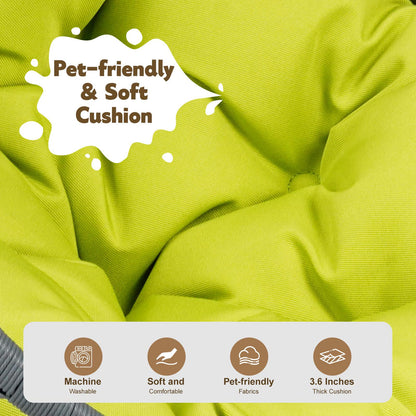 Cat Swing Bed with Stand & Cushion, Cat Egg Chair with Rattan Wicker Appearance, Indoor Hanging Swinging Cat Bed for Cats, Small Dogs, and Small Animals,Green
