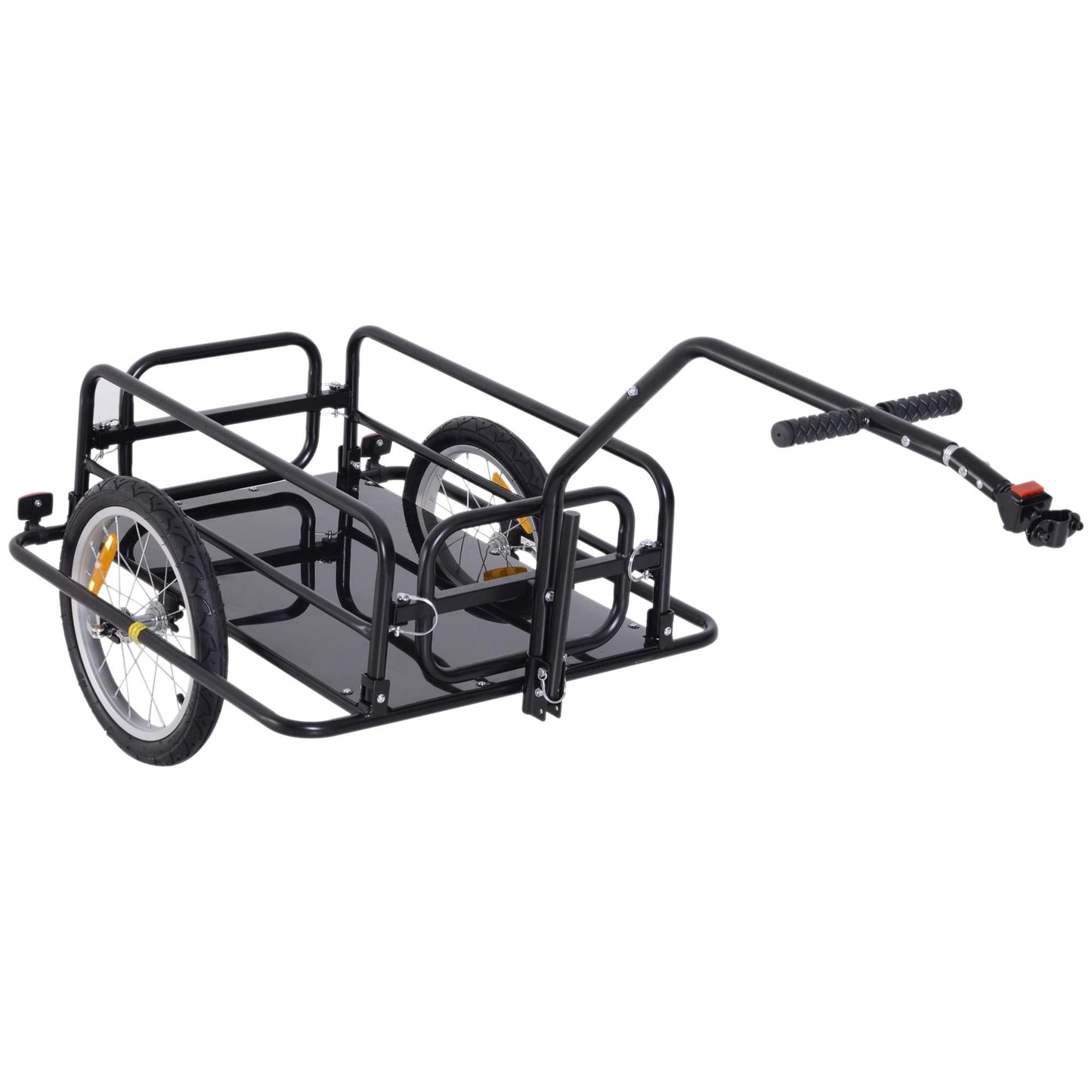 Aosom Bike Cargo Trailer, Bicycle Trailer, Heavy-Duty Bike Wagon Cart, Foldable Compact Storage, with Universal Hitch, 16" Wheels, 88 lbs. Capacity, Black