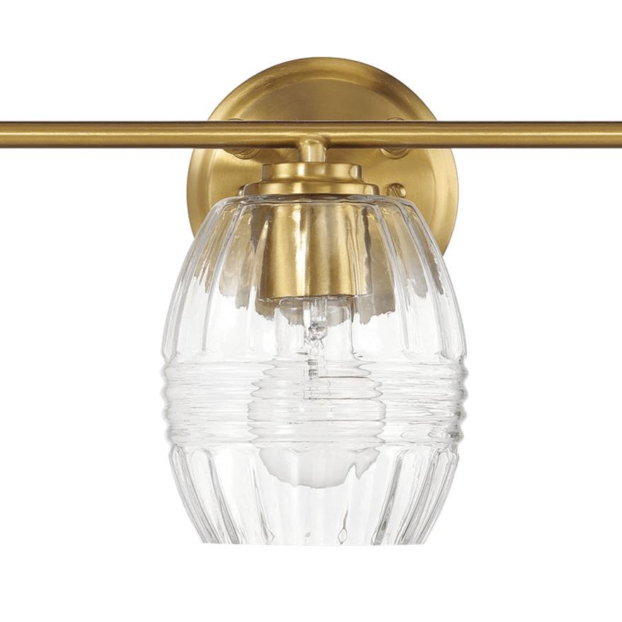 Luster Three Lights Vanity With Clear Glass for Bathrooms above Mirror  Wall Lamp - Satin Brass