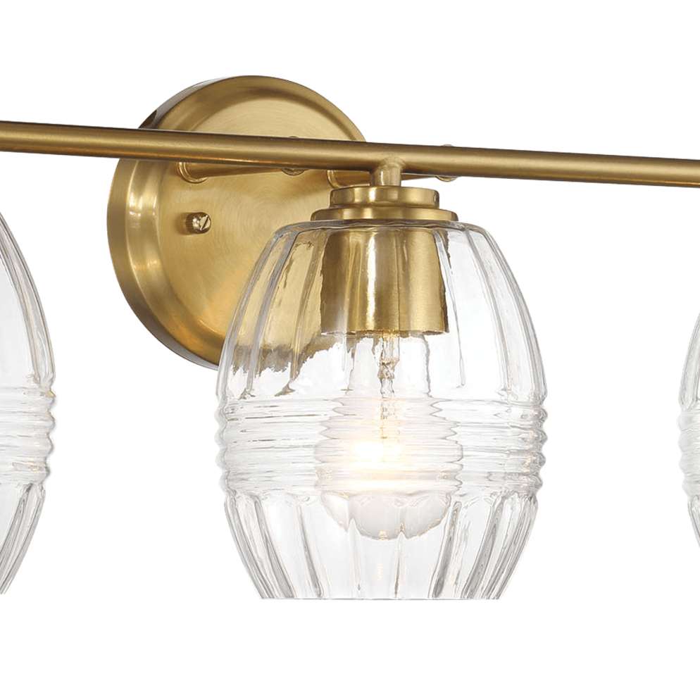 Luster Three Lights Vanity With Clear Glass for Bathrooms above Mirror  Wall Lamp - Satin Brass