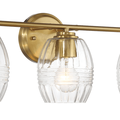 Luster Three Lights Vanity With Clear Glass for Bathrooms above Mirror  Wall Lamp - Satin Brass
