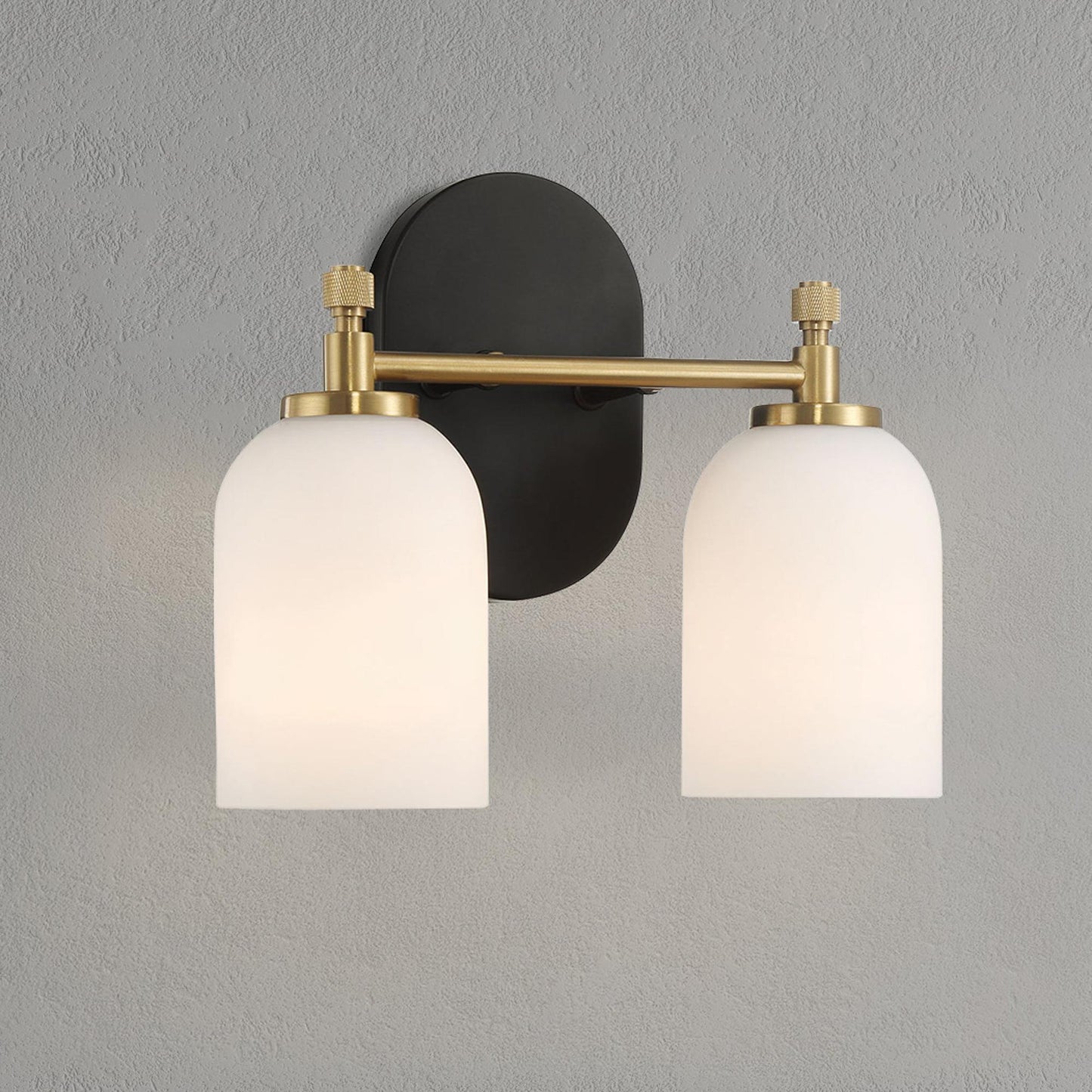 Vortex Traditional Style Two Lights Vanity Over Bathroom Mirror Wall Sconce with White Frosted Glass 12.25"W × 10.125"H × 5.5"E