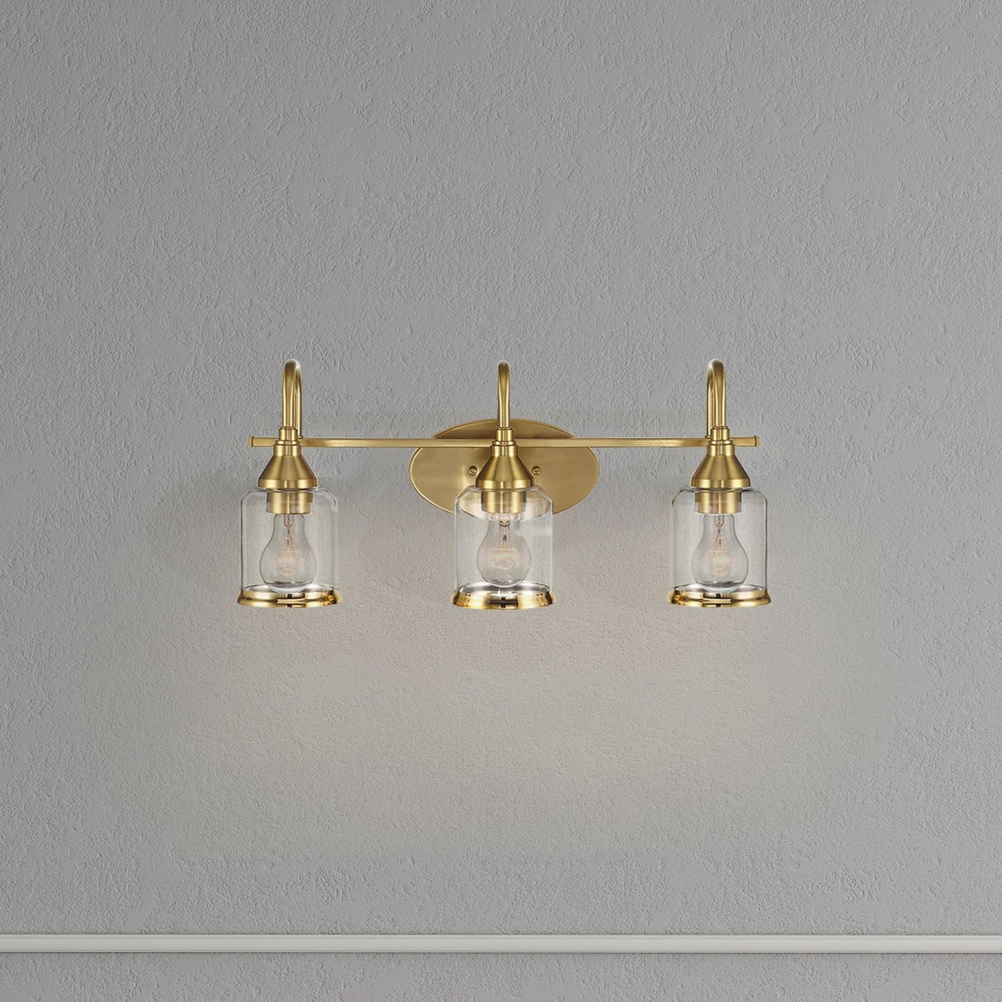 Twilight Brushed Gold Contemporary Vanity Light with Clear Glass, 22"W × 10"H × 7.48"E Dining Room Lighting Fixtures Hanging, Dining Light for Bedroom, Foyer, Hall, Kitchen, Living Room and Entryway