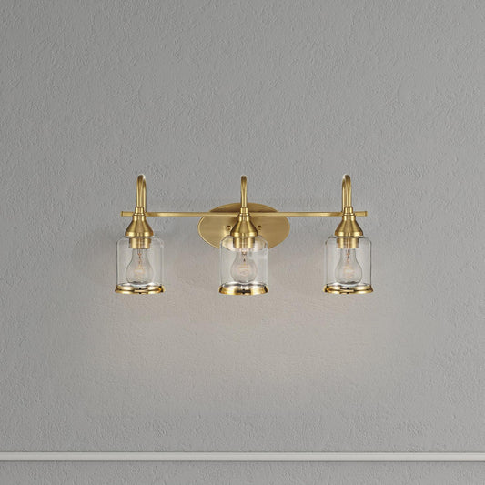 Twilight Brushed Gold Contemporary Vanity Light with Clear Glass, 22"W × 10"H × 7.48"E Dining Room Lighting Fixtures Hanging, Dining Light for Bedroom, Foyer, Hall, Kitchen, Living Room and Entryway