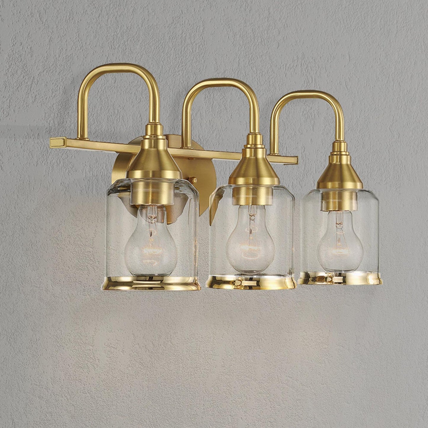 Twilight Brushed Gold Contemporary Vanity Light with Clear Glass, 22"W × 10"H × 7.48"E Dining Room Lighting Fixtures Hanging, Dining Light for Bedroom, Foyer, Hall, Kitchen, Living Room and Entryway