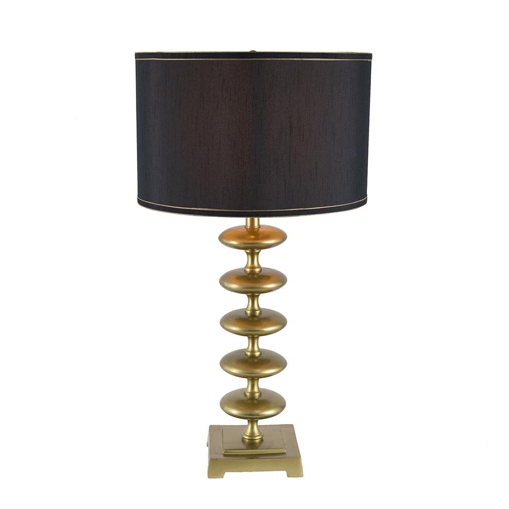 16x16x29.8" Gold and Black Table Lamp with Contemporary Disc Design
