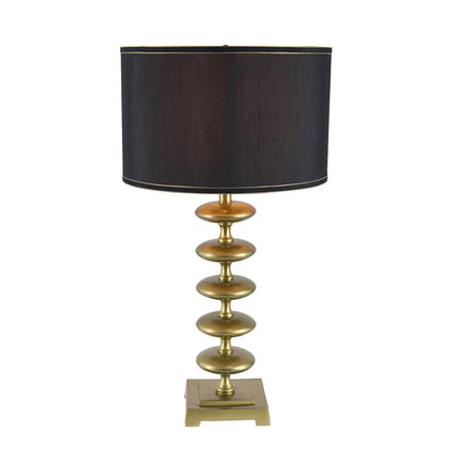 16x16x29.8" Gold and Black Table Lamp with Contemporary Disc Design