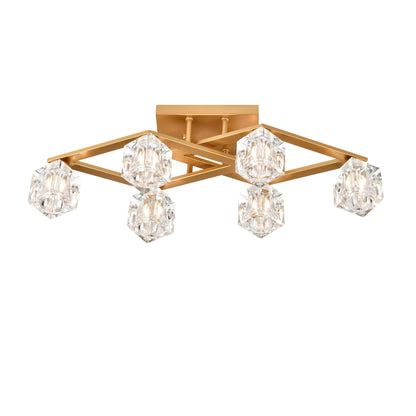 6-Light  Crystal  Ceiling Light for Dining Room, Modern Ceiling Lamp with  Light Fixture For  Entryway, Lobby, Kitchen, Bedroom, Living Room, Conference Room, (6*G9 Bulbs Included)--Gold