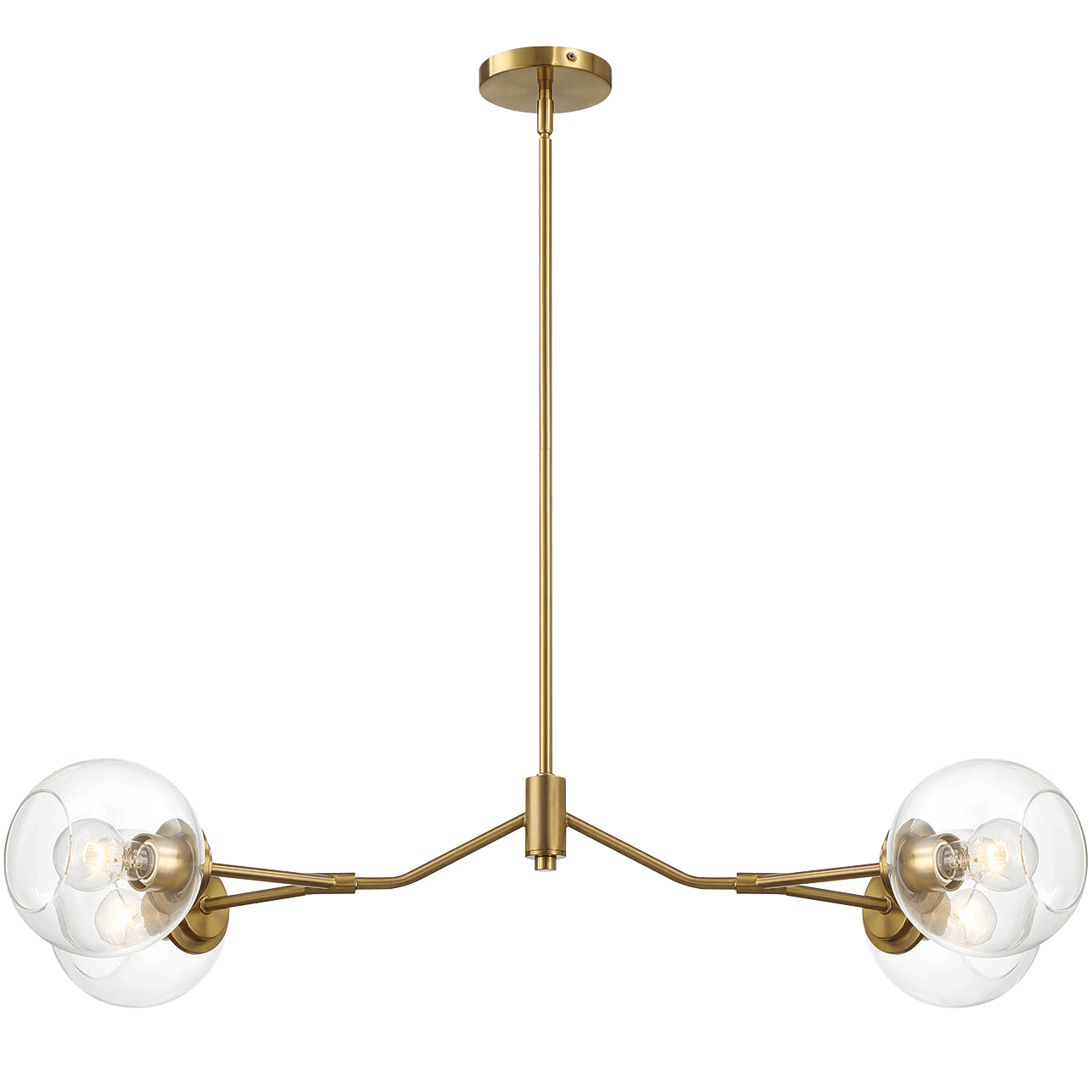 Jewel Four Lights Modern Farmhouse Chandelier Ceiling Hanging Light Fixture For Kitchen Island Dining Room 36"L × 20"W × 7.25"H with Clear Glass