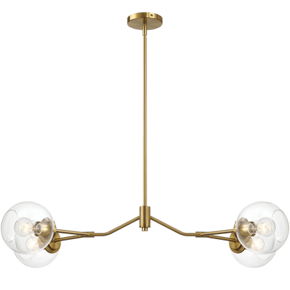Jewel Four Lights Modern Farmhouse Chandelier Ceiling Hanging Light Fixture For Kitchen Island Dining Room 36"L × 20"W × 7.25"H with Clear Glass