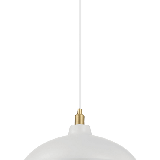Astral Single Light White Pendant Lamp with Golder Brass Finish for Entrance Kitchen Island 14"D × 8"H