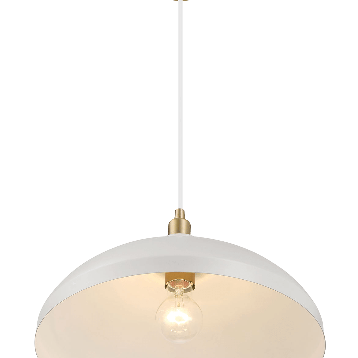 Astral Single Light White Pendant Lamp with Golder Brass Finish for Entrance Kitchen Island 14"D × 8"H