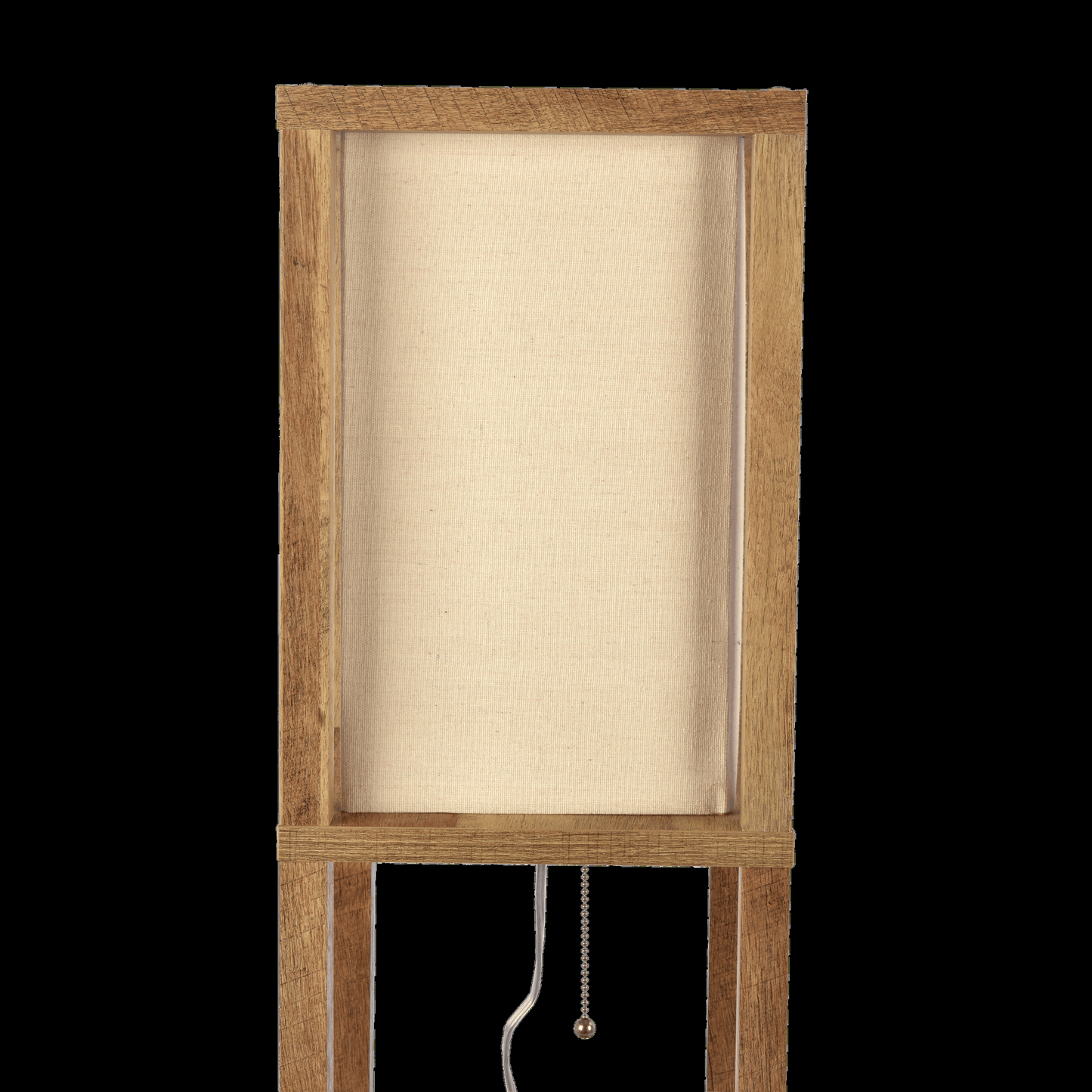 Pinnacle Shelf Floor Lamp For Bedroom/Living Room, Natural Wood with Long Shade