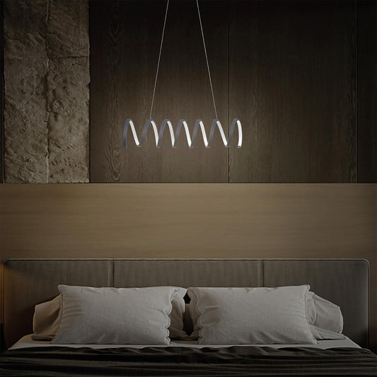 23"L X 6"H Spiral Loop Aluminum Integrated 14 W Led W/ Adjustable 47" - 12" Suspension Wire Modern Ceiling Pendant