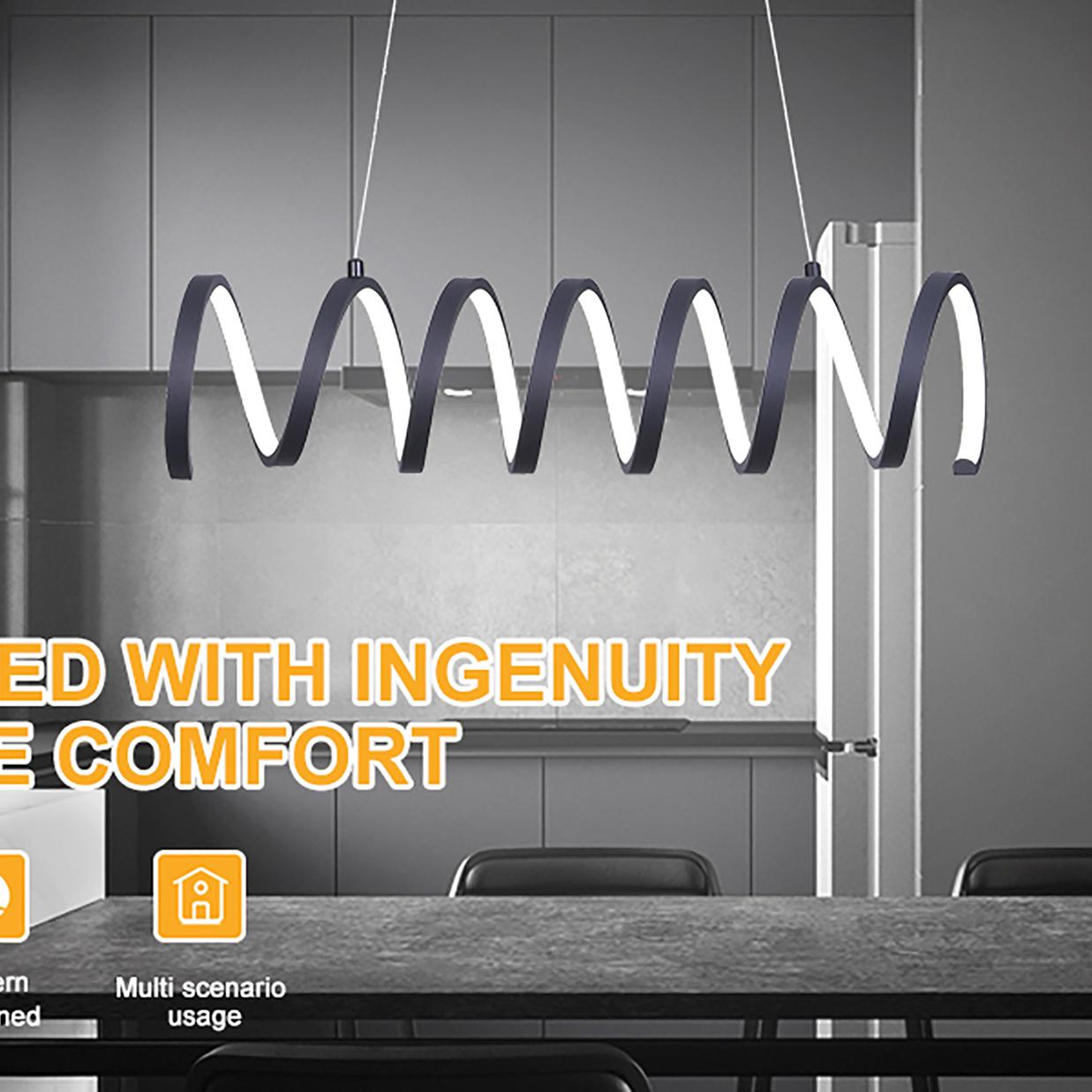 23"L X 6"H Spiral Loop Aluminum Integrated 14 W Led W/ Adjustable 47" - 12" Suspension Wire Modern Ceiling Pendant