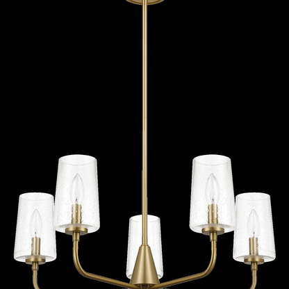 Dazzle Five Lights Chandelier With Clear Seeded Glass -Satin Brass