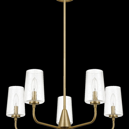 Dazzle Five Lights Chandelier With Clear Seeded Glass -Satin Brass