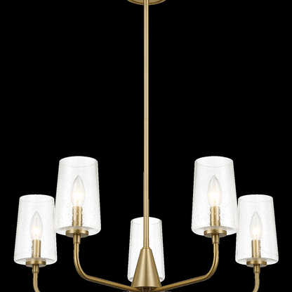 Dazzle Five Lights Chandelier With Clear Seeded Glass -Satin Brass