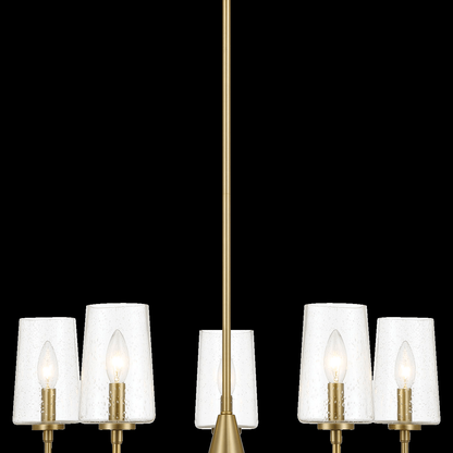 Dazzle Five Lights Chandelier With Clear Seeded Glass -Satin Brass