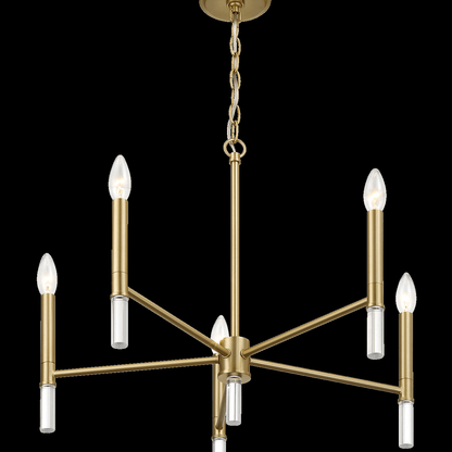 Courtyard Five Light Golden Brass Candle Light Chandelier 24"W × 17.75"H