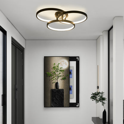 20" Modern Black LED Ceiling Light, 3-Ring Flush Mount Fixture for Living Room, Bedroom, or Dining Room, Sleek and Energy-Efficient Design, Easy Installation