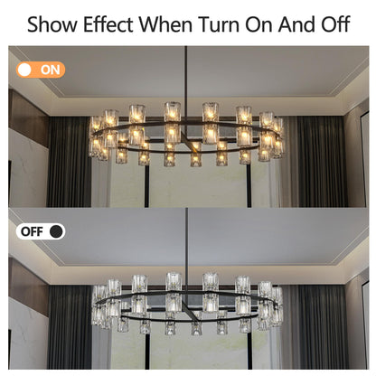 36 Inches Luxury Chandeliers Crystal Living Room Decorative Lights Simple Modern Dining Room LED Lighting,for Home Decor (Bulbs Included)