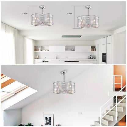 20.4''  3 ABS Fan Blades Dual Shade Modern Ceiling Fan with Remote Control, Noiseless Reversible AC Motor for Bedroom/Living Room/Study/Patio,Chrome