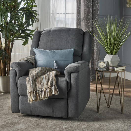 Charcoal Fabric Glider Recliner with Swivel, Manual Reclining Chair