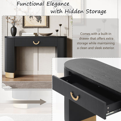Mirod Modern Console Table with Vertical Ribbed Design, Compact Storage with Functional Drawer