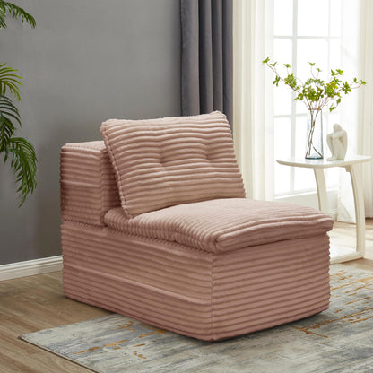 Multi Functional Sectional Sofa Bed with Independent Chaise Lounge and Functional Blanket,Plush Corduroy Sofa Couch,Convertible Sofa Bed,80" King Size Bed,Deep Seat Fluffy Sofa,Pink