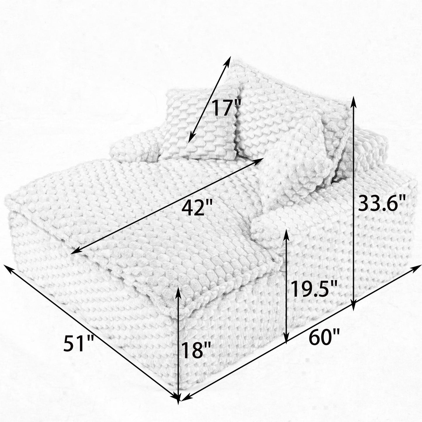 51 - inch Comfort - bearing Sofa: Two Pillows and One Backrest, Suitable for Multiple Scenarios in Bedrooms and Living Rooms